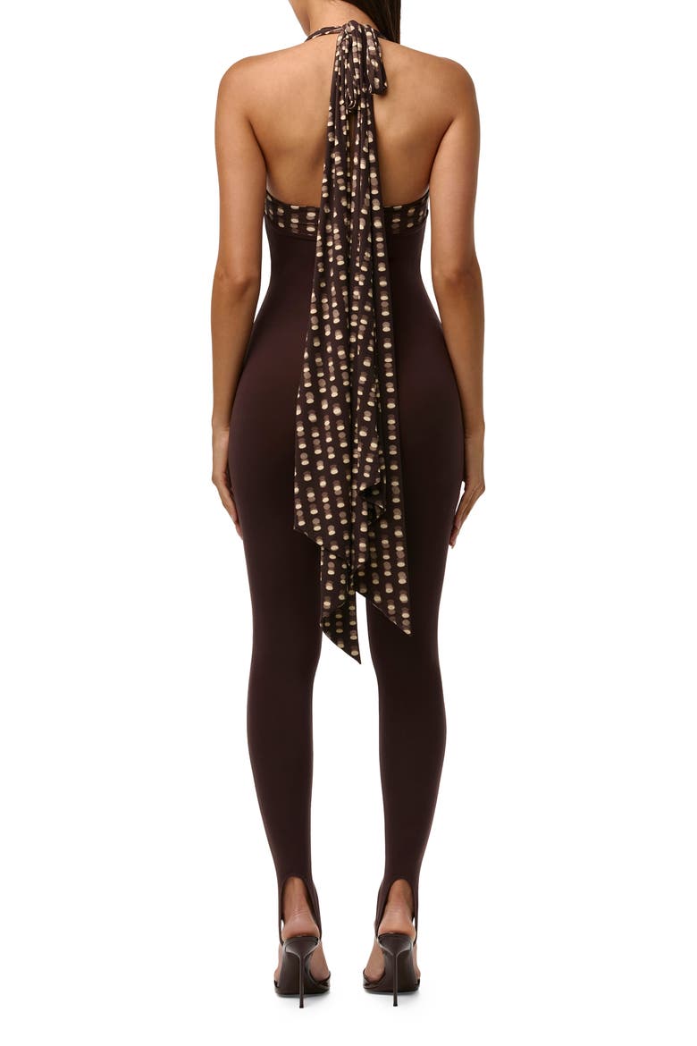 Chiffon Strap Stirrup Jumpsuit, Alternate, color, DARK CHOCOLATE