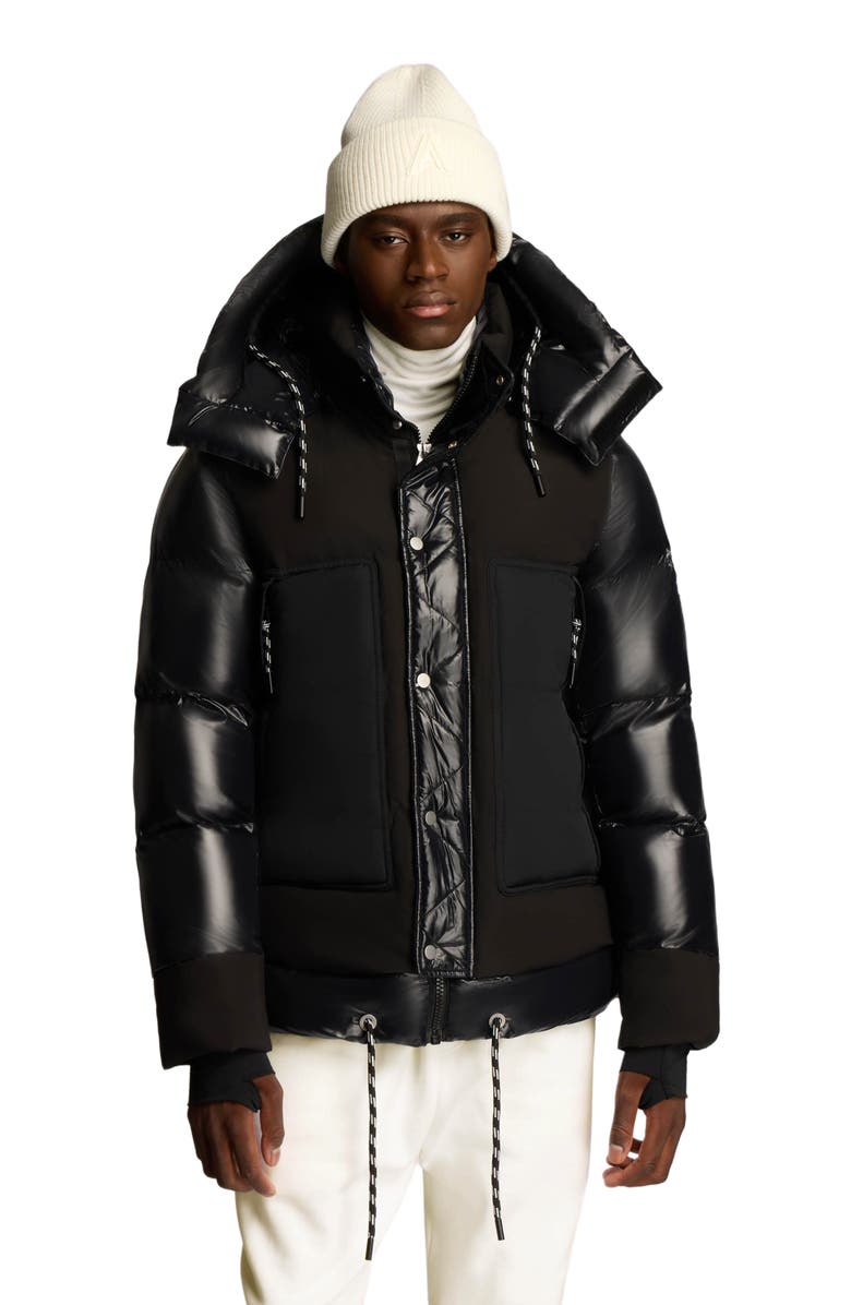 Alpenhaus Farlin Mixed Media Relaxed Fit Puffer with Removable Hood, Main, color, Black