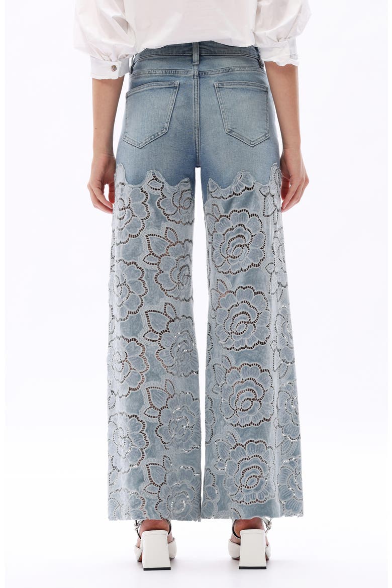 Rhinestone High Waist Wide Leg Eyelet Jeans, Alternate, color, RETRO LIGHT BLUE