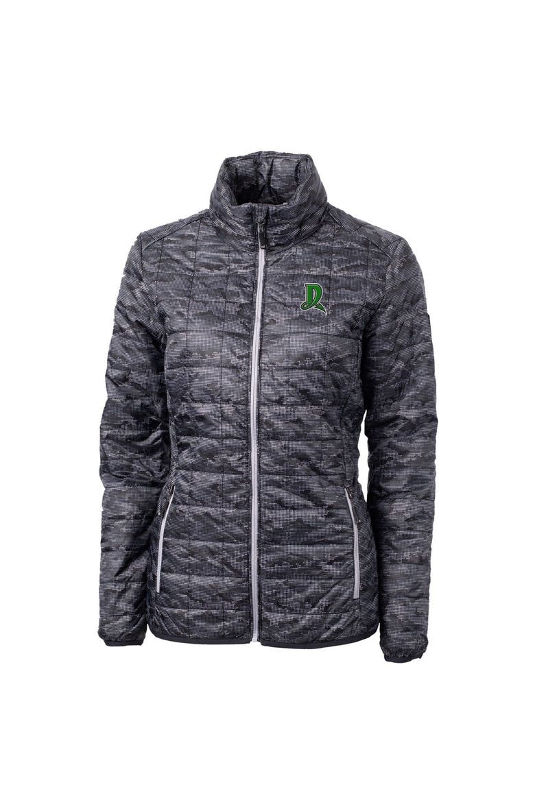 Women's Cutter & Buck  Black Dayton Dragons Rainier PrimaLoft Eco Insulated Camo Full-Zip Puffer Jacket, Alternate, color, Black