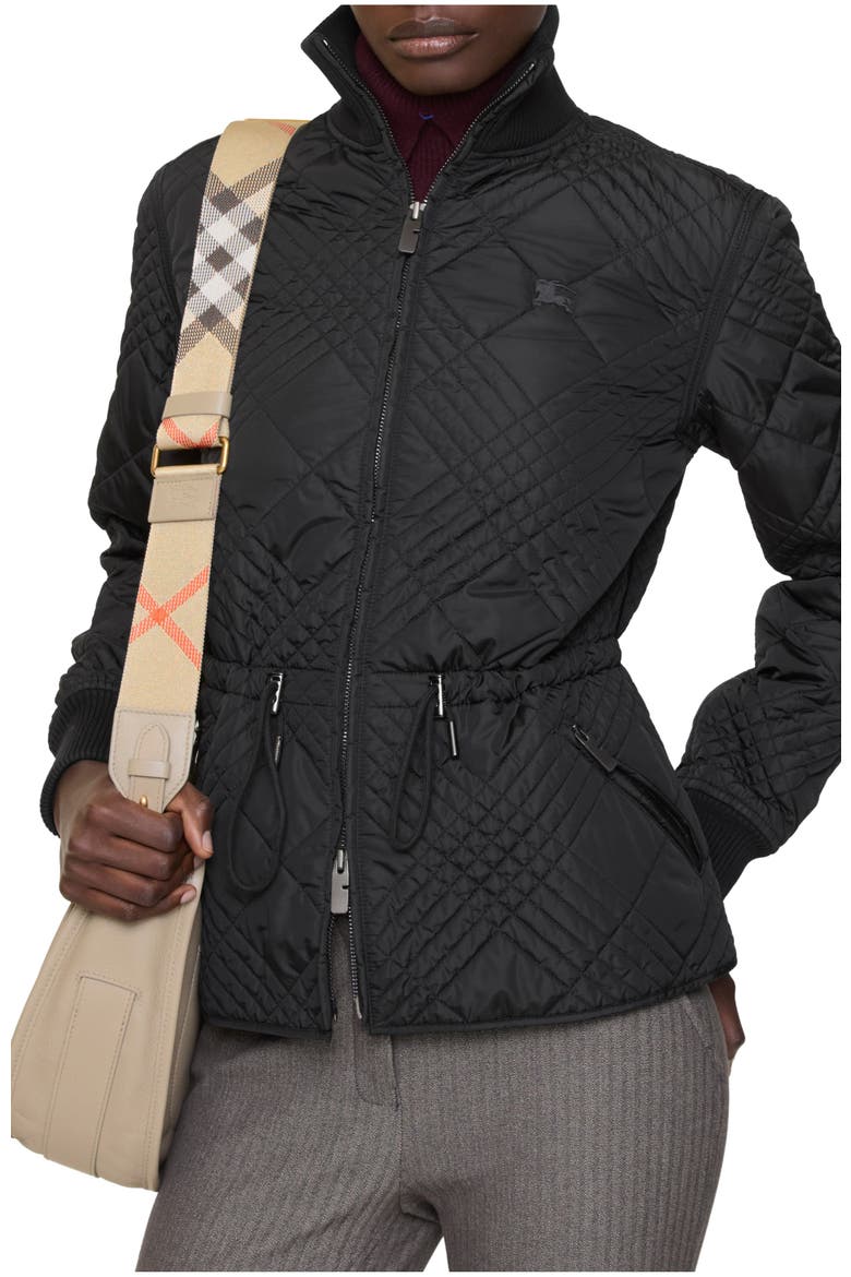 Micro Check-stitch Nylon Wakerley Jacket, Main, color, Black