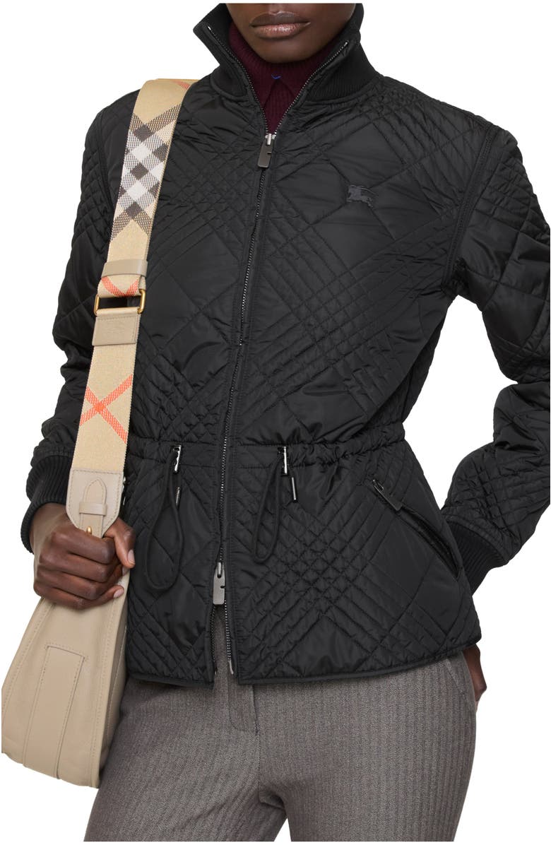 Burberry Micro Check-stitch Nylon Wakerley Jacket, Main, color, Black