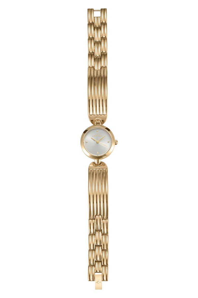 Ribbed Quartz Bracelet Watch, 24mm x 33.5mm, Alternate, color, VANILLA AND GOLD