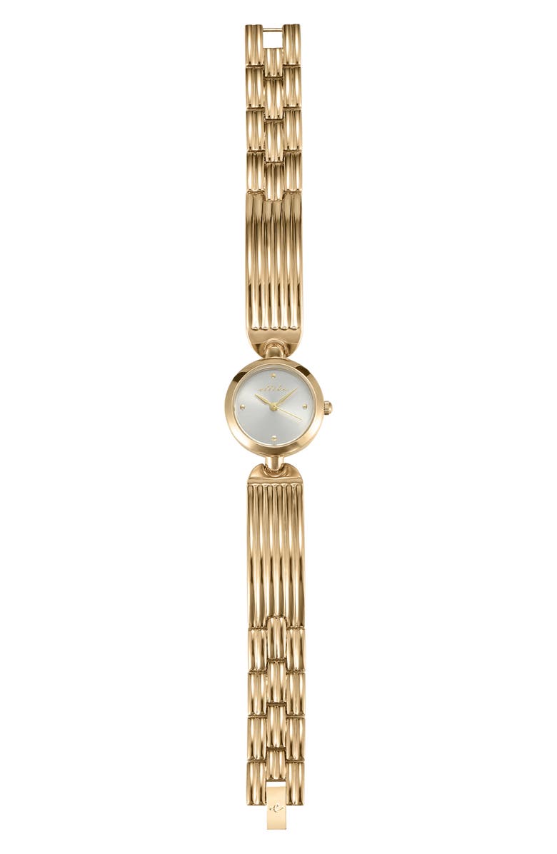 Ettika Ribbed Quartz Bracelet Watch, 24mm x 33.5mm, Alternate, color, Vanilla And Gold