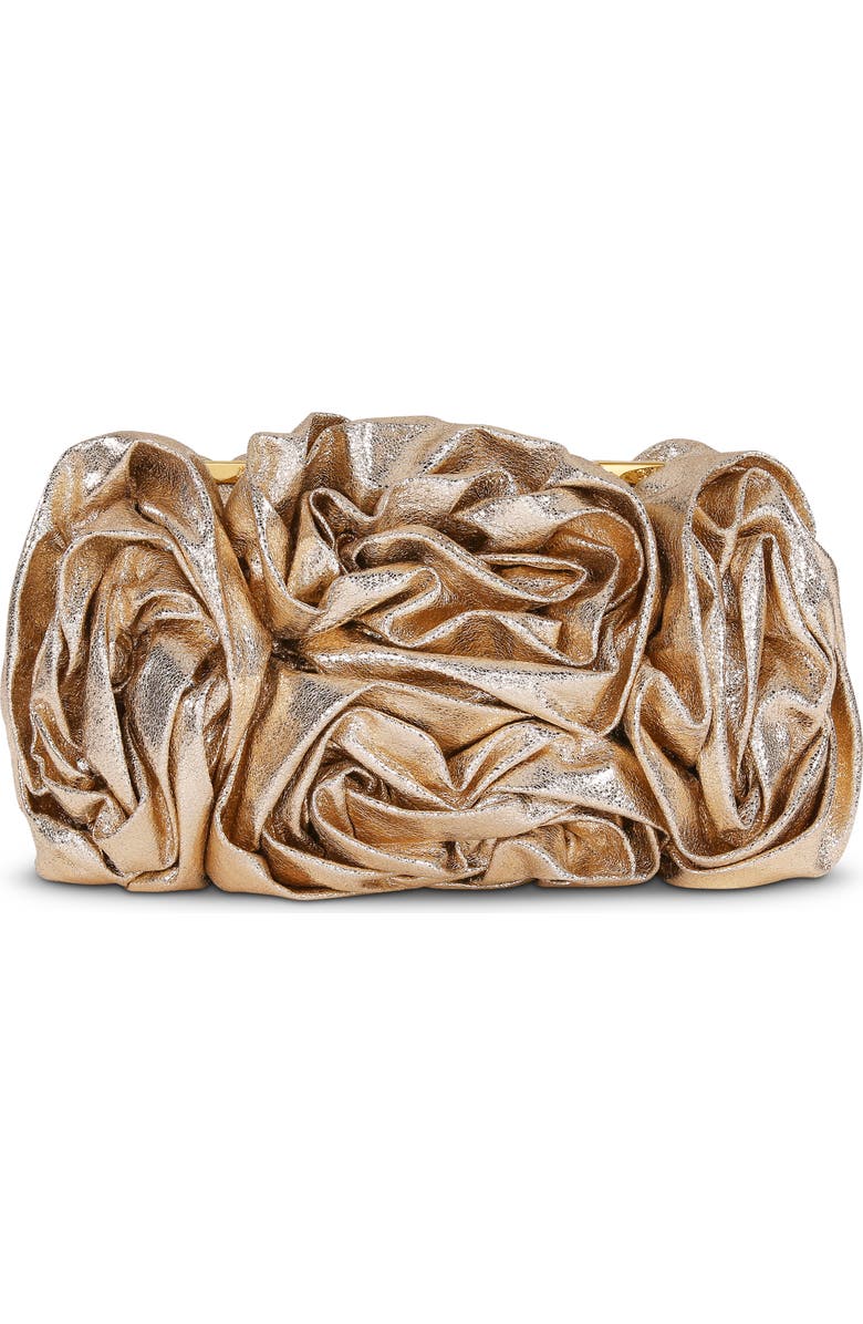 BADGLEY MISCHKA Jett Metallic Rosette Cluster Clutch, Main, color, Gold