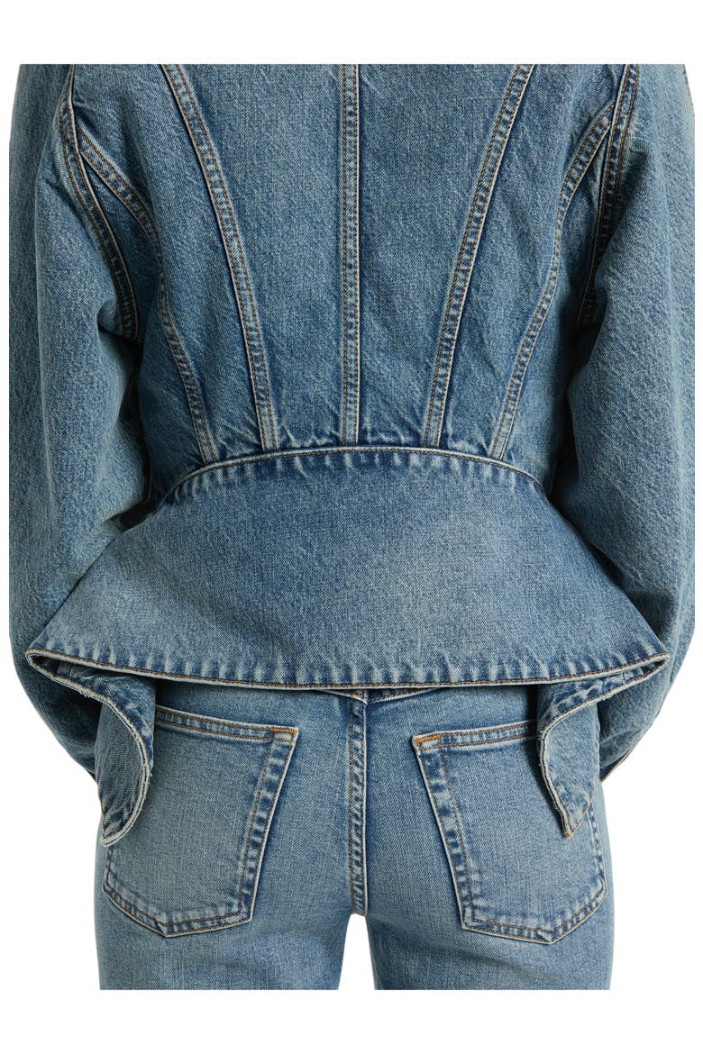 Faded Denim Peplum Jacket, Alternate, color, blue
