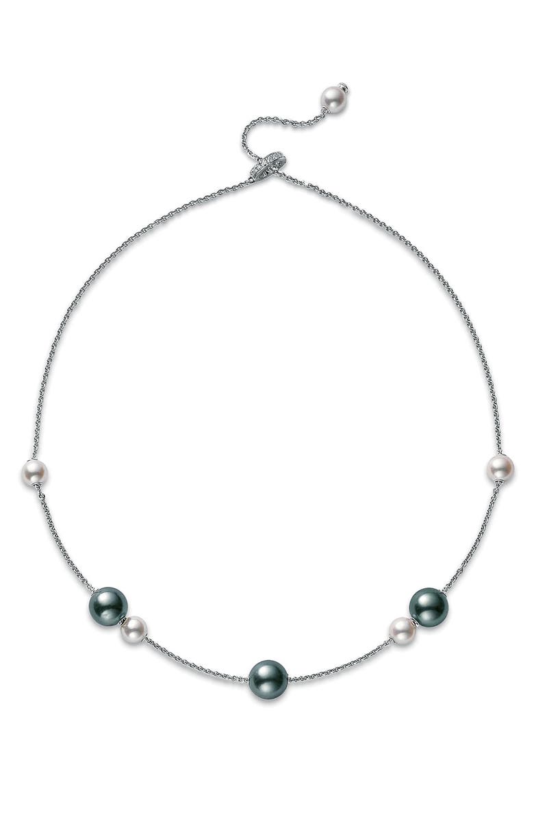 Mikimoto Pearls in Motion Black South Sea & Akoya Cultured Pearl Necklace, Alternate, color,