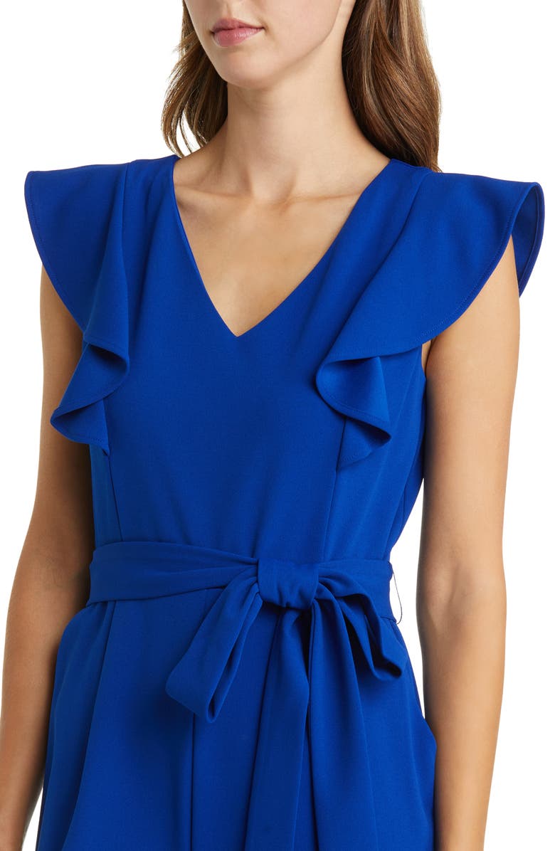 Tahari ASL Flutter Sleeve Wide Leg Jumpsuit, Alternate, color, Cobalt