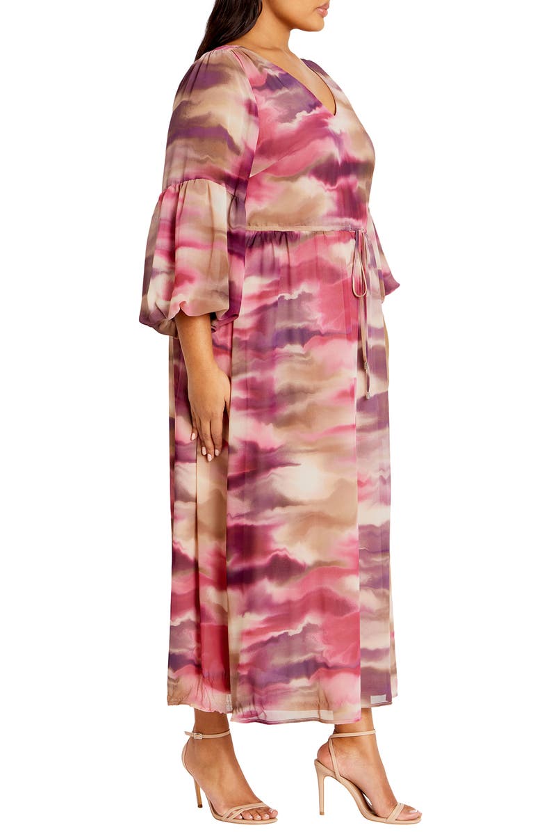 City Chic Romance Balloon Sleeve Maxi Dress, Alternate, color, Symphony