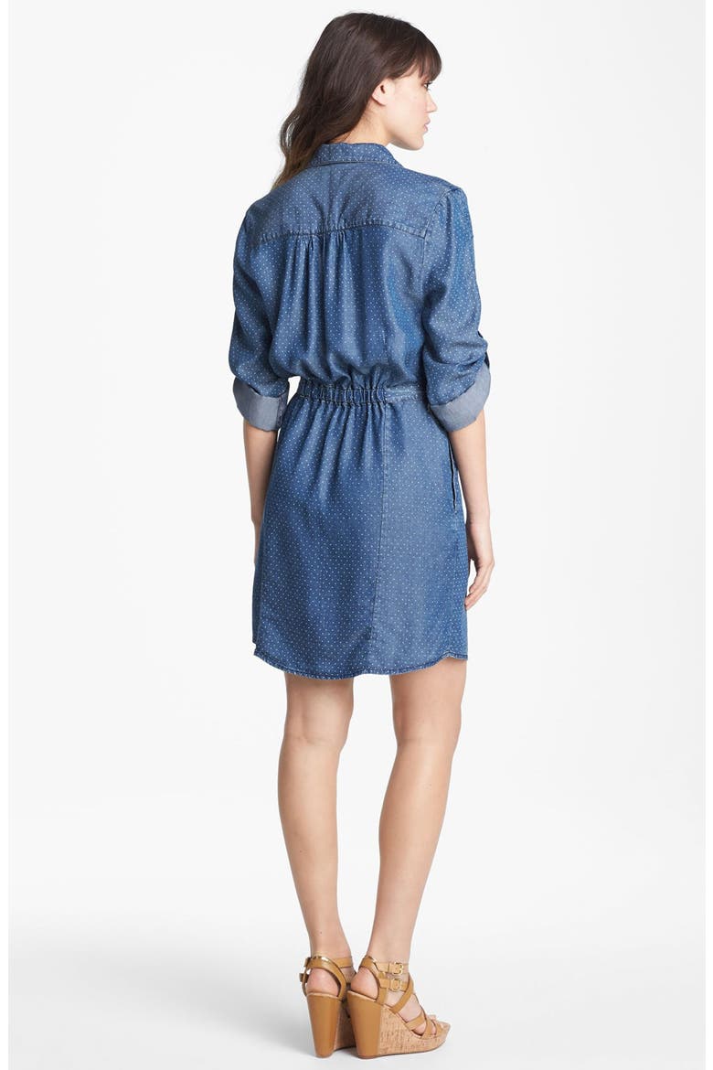 'Erin' Pin Dot Chambray Shirtdress, Alternate, color, DENIM BLUE