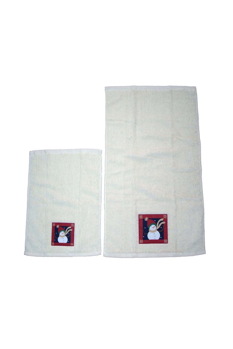 Snowball Fun Guest Cotton Kitchen Towel, Main, color, White