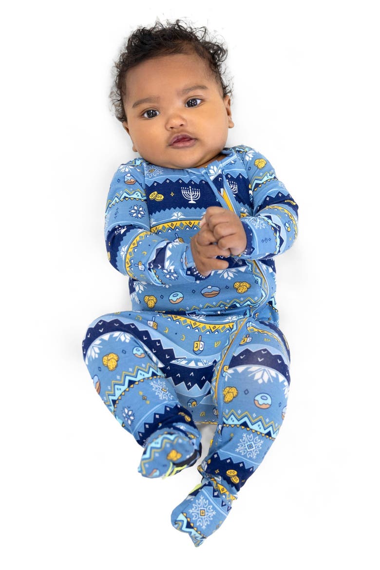 Baby Hanukkah Fair Isle Convertible Footie, Alternate, color, Hanukkah Fair Isle