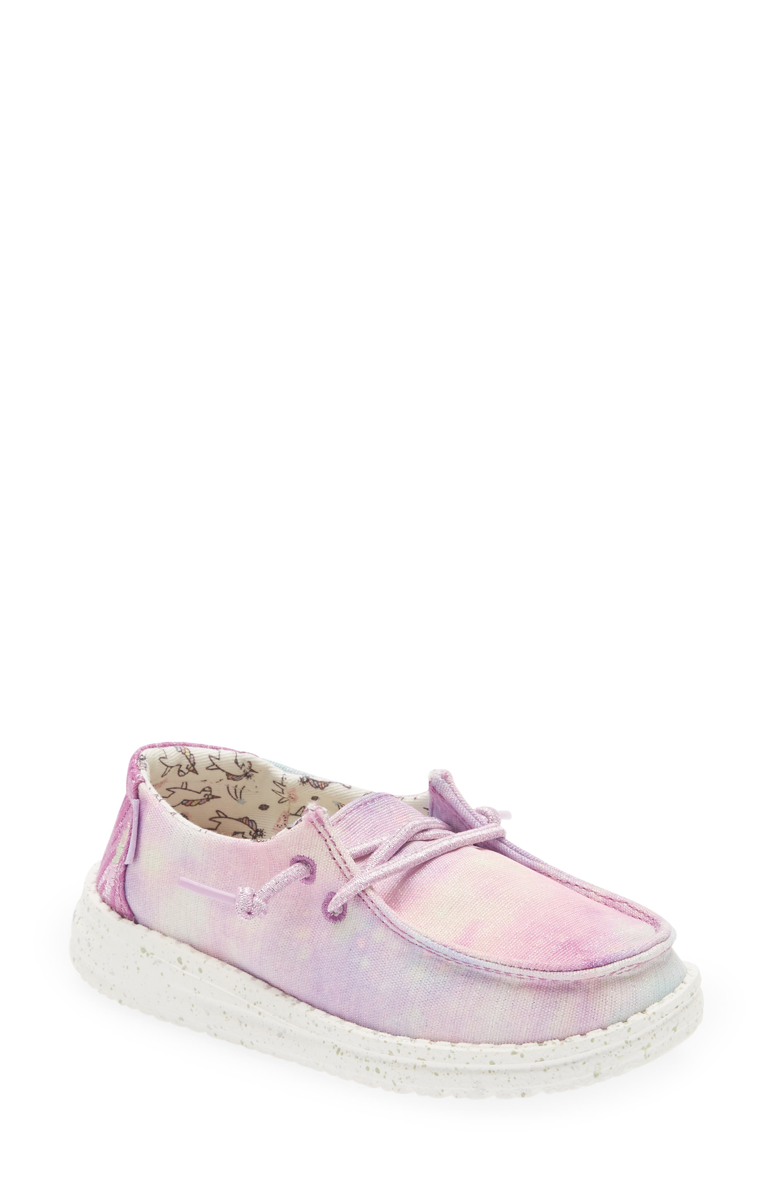 Hey Dude Kids' Wally Unicorn Dream Moc Toe Sneaker, Main, color, 