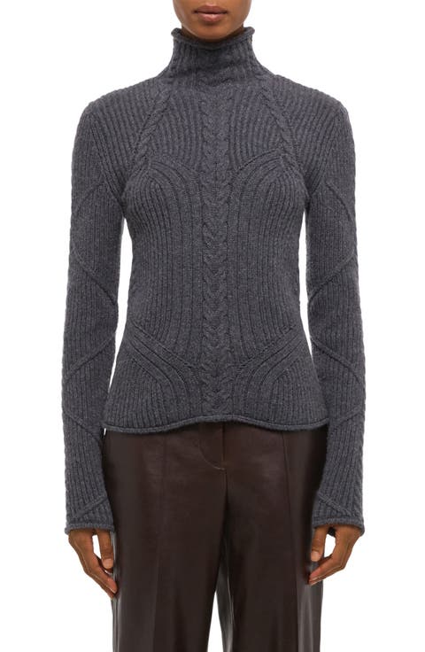 Zephir Cable Stitch Turtleneck Wool Blend Sweater