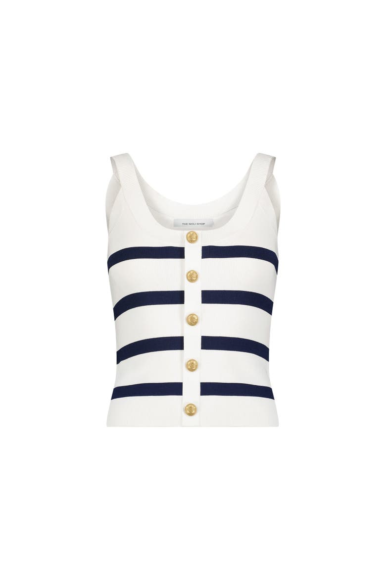 Ruth Button Tank, Alternate, color, Navy Stripe