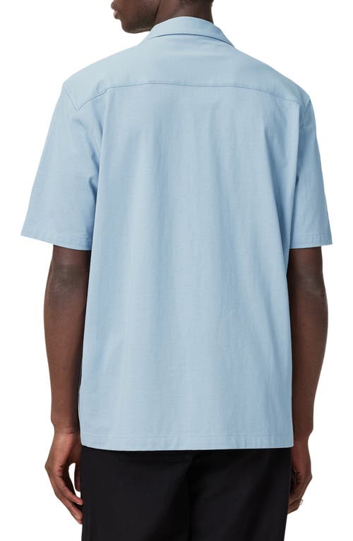 Allsaints Hudson Short Sleeve Button Down Shirt In Static Blue