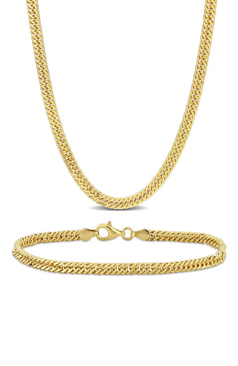 Double Curb Chain Bracelet & Necklace Set