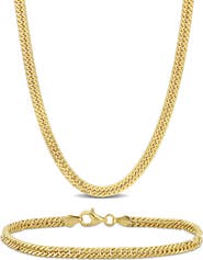 DELMAR Double Curb Chain Bracelet & Necklace Set