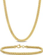 DELMAR Double Curb Chain Bracelet & Necklace Set