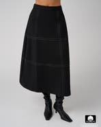 WeWoreWhat A-Line Contrast Stitch Skirt