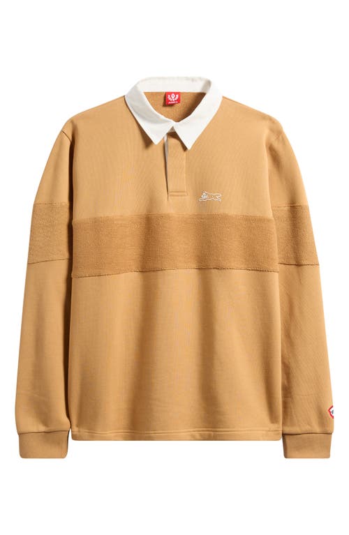 Icecream Box Fit Punchy Long Sleeve Cotton French Terry Polo In Yellow