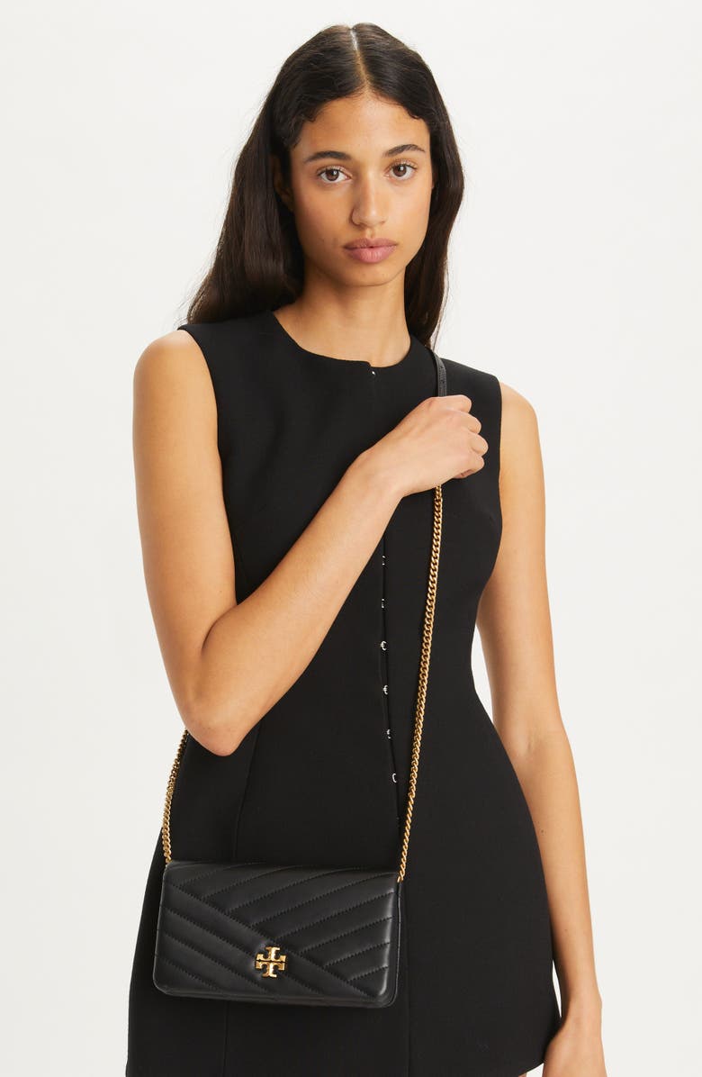 Tory Burch Kira Chevron Crossbody, Alternate, color, Black