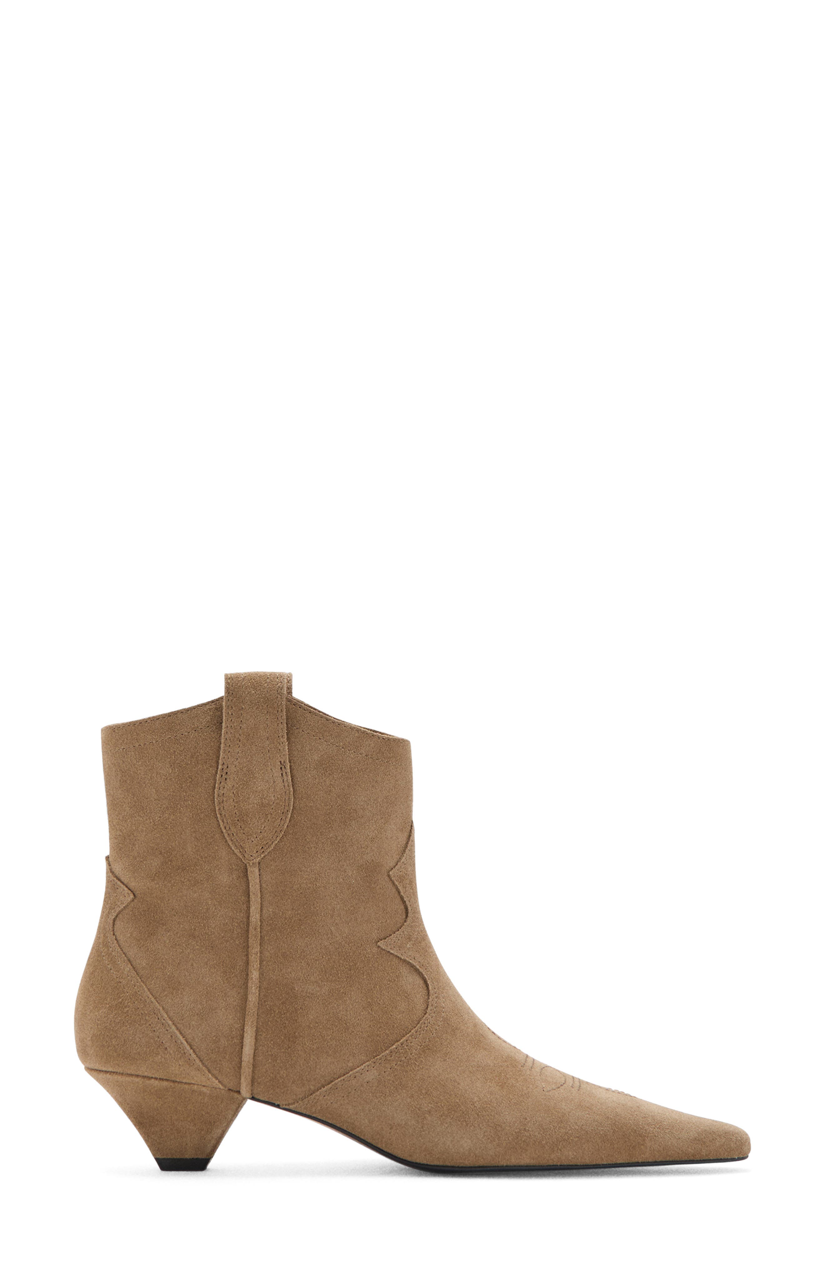 MANGO Suede Kitten Heel Ankle Boot, Alternate, color, 