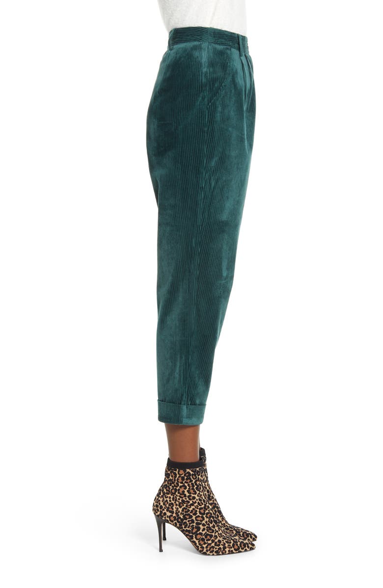 All in Favor High Waist Wide Wale Corduroy Ankle Trousers, Alternate, color,