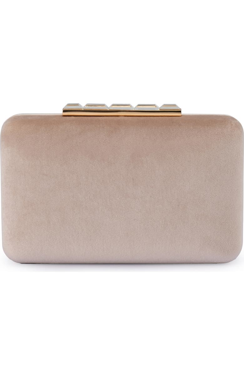 Olga Berg Bess Velvet Frame Clutch, Main, color, Natural