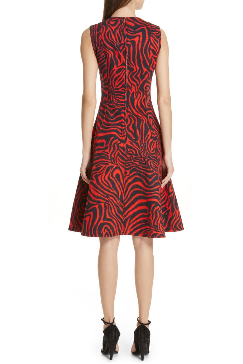 Zebra Print Denim A-Line Dress, Alternate, color, RED ZEBRA