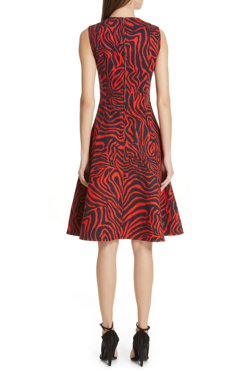 CALVIN KLEIN 205W39NYC Zebra Print Denim A-Line Dress, Alternate, color, 
