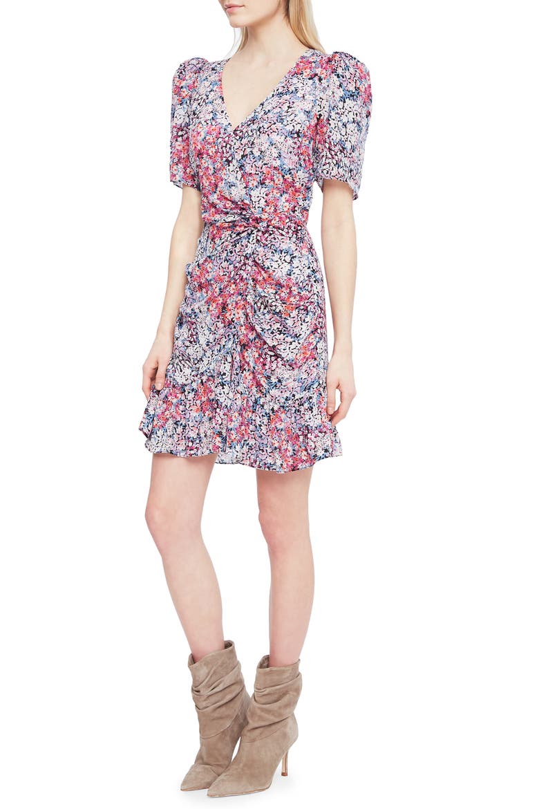 Krislyn Floral Silk Minidress, Alternate, color, DAHLIA DITSY