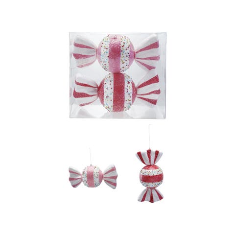 Oversized Foam Candy Ornaments with Glitter & Beads, Set of 2