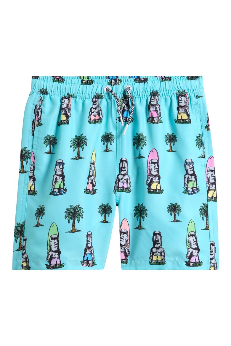 Kids' Island Elders Print Swim Trunks, Main, color, BLUE