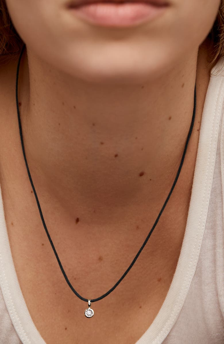 Monica Vinader Diamond Pendant Cord Necklace, Alternate, color, Sterling Silver / Lab Dia