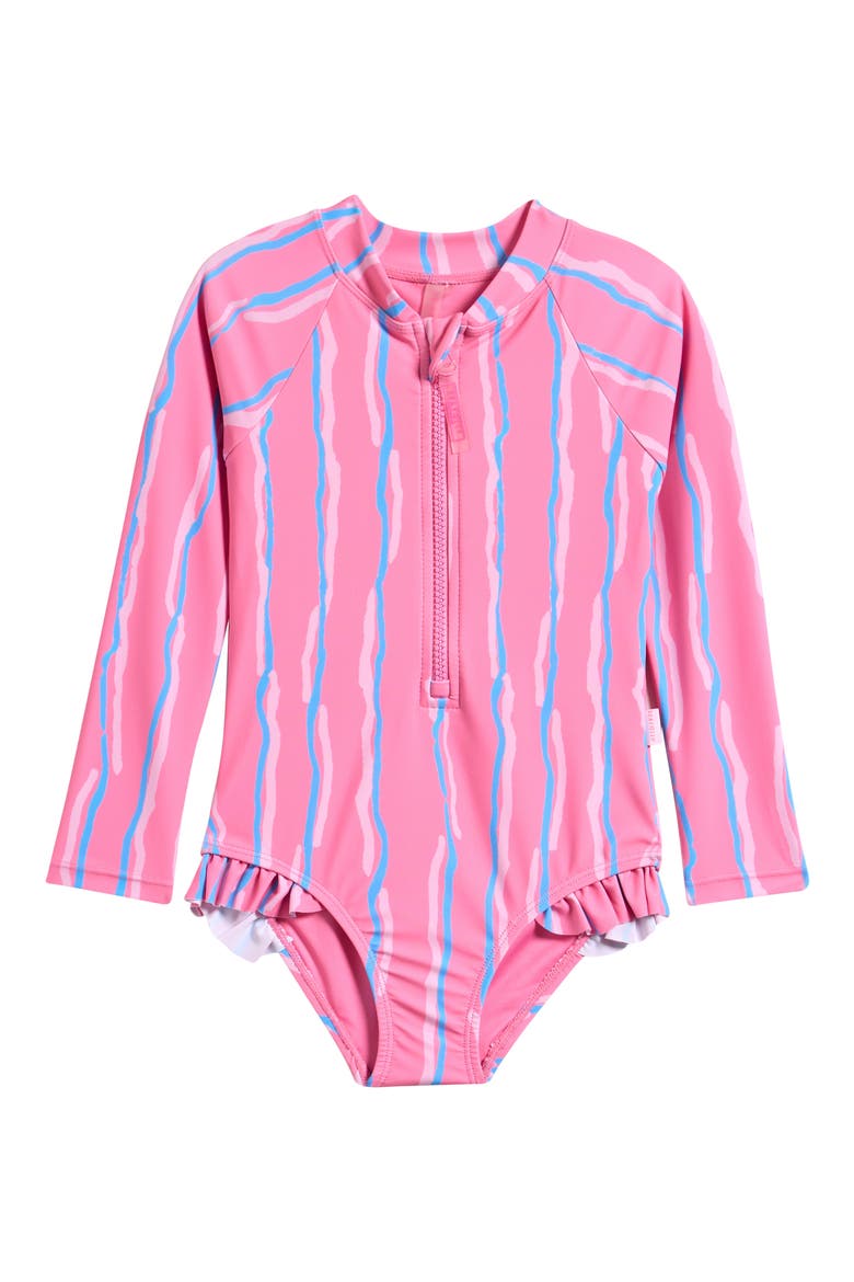 Kids' Aruba Long Sleeve One-Piece Swimsuit, Main, color, ARUBA PINK