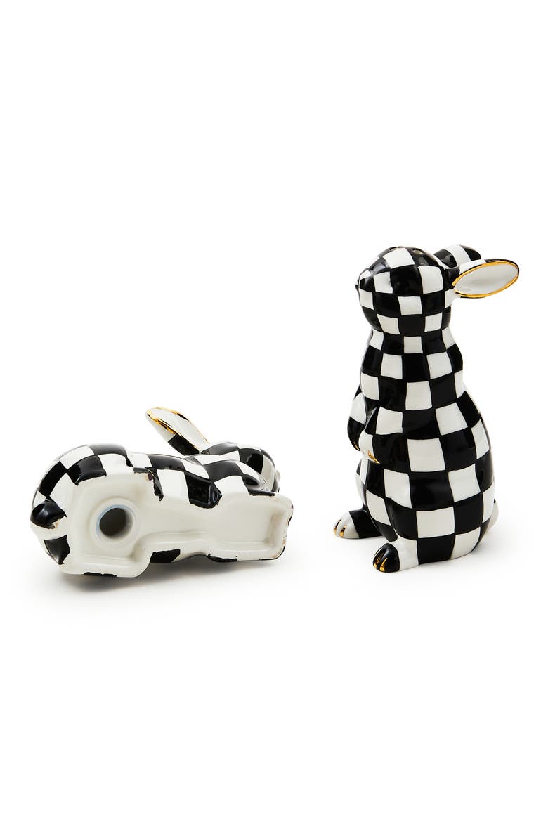 Courtly Check Bunny Salt & Pepper Shaker Set, Alternate, color, BLACK