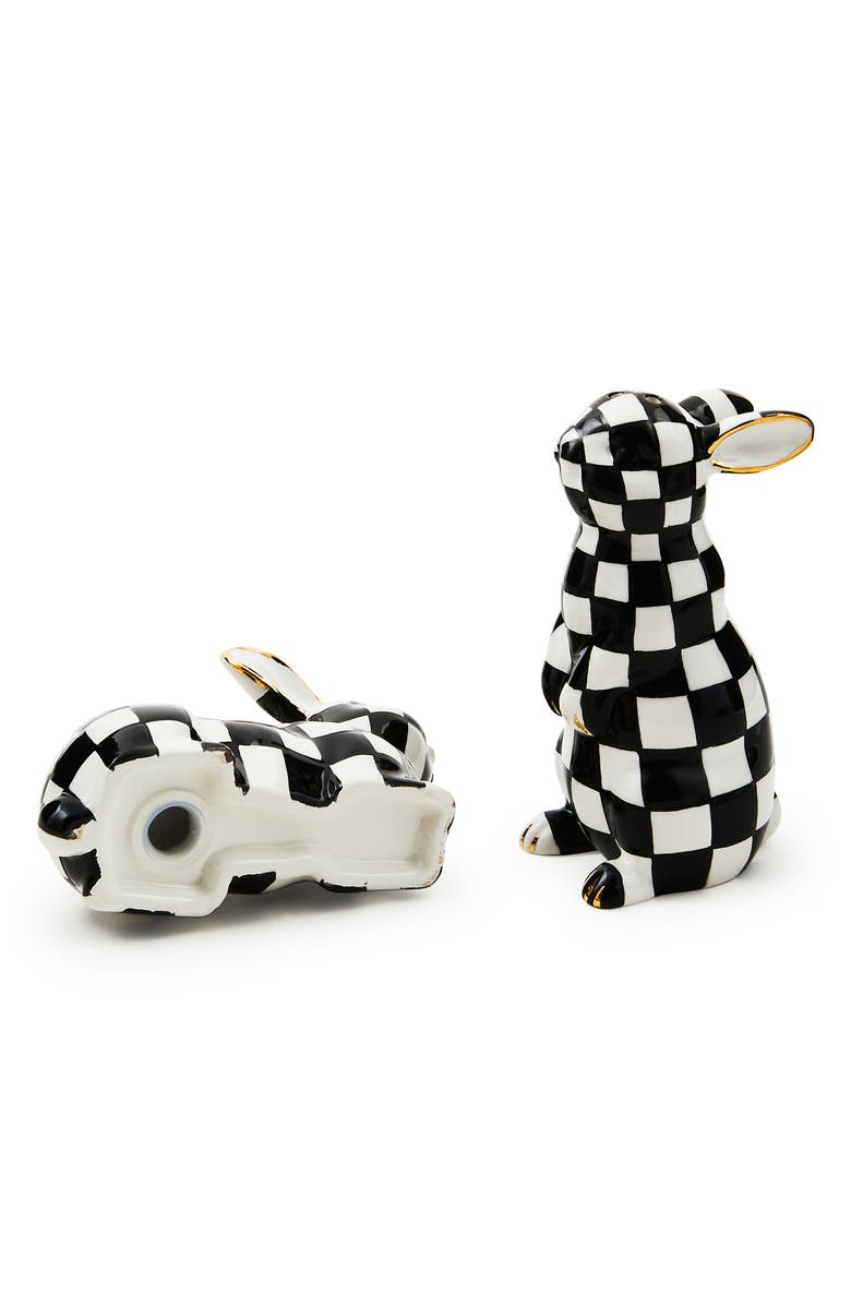 MACKENZIE CHILDS Courtly Check Bunny Salt & Pepper Shaker Set, Alternate, color, Black