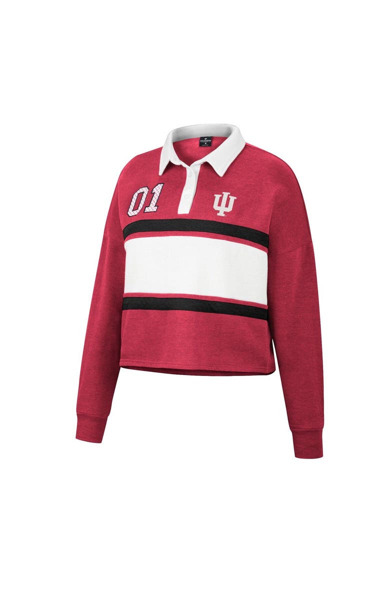 COLOSSEUM Women's Colosseum Heather Crimson Indiana Hoosiers I Love My Job Rugby Long Sleeve Shirt, Alternate, color, 