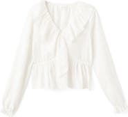 MANGO TEEN Ruffled Faux Wrap Top