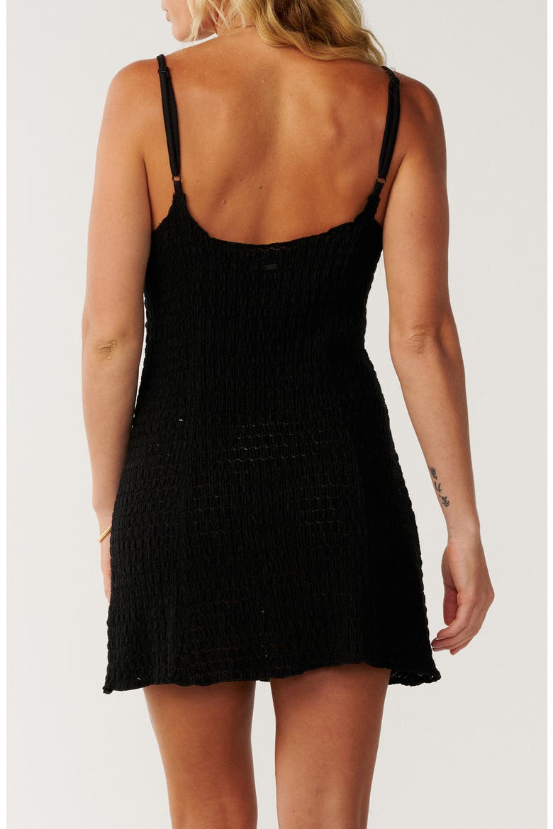 Bossa Nova Texture Slip Dress, Alternate, color, BLACK