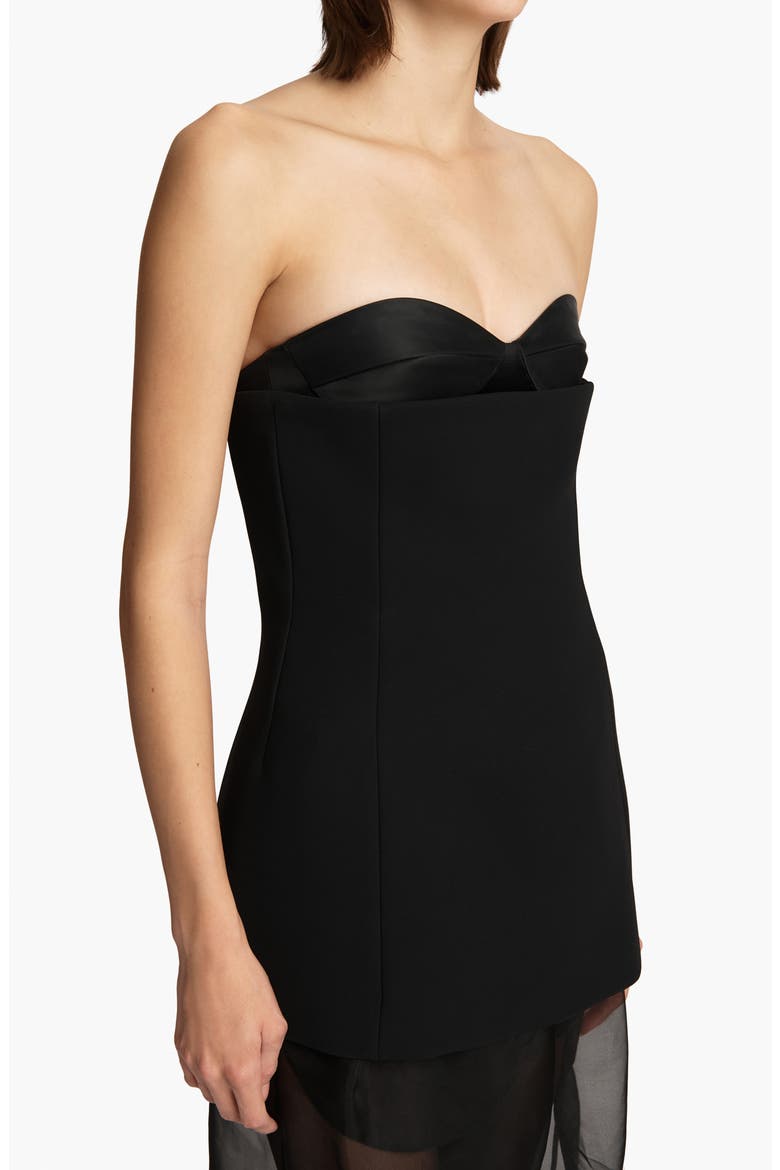 Ayla Strapless Satin Back Crepe Bustier Top, Alternate, color, BLACK
