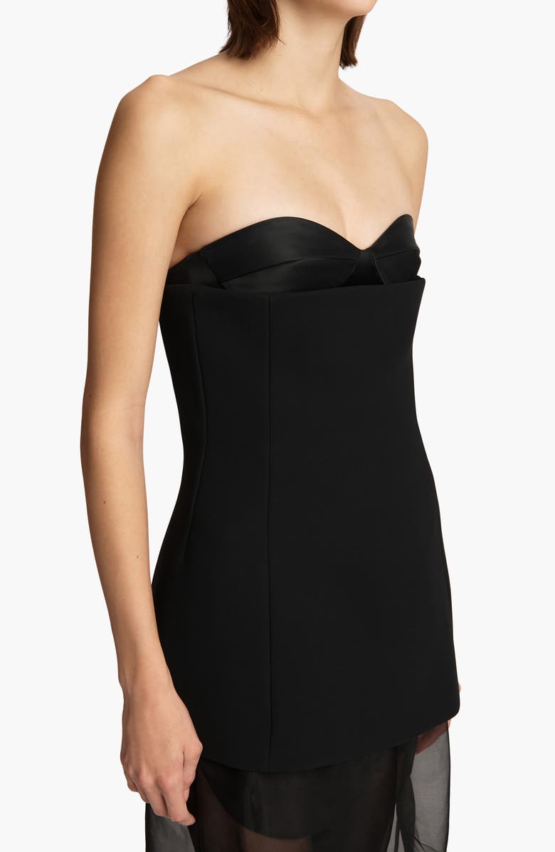 Khaite Ayla Strapless Satin Back Crepe Bustier Top, Alternate, color, Black