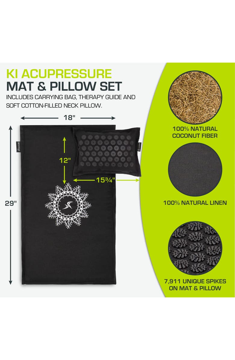 ProsourceFit Ki Acupressure Mat and Pillow Set, Alternate, color, Black Pearl