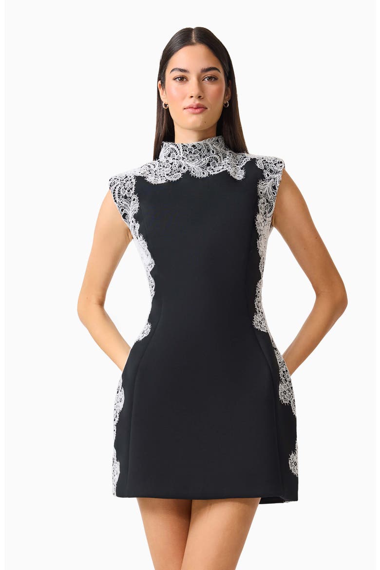 Elysisa Lace Mini Tulip Dress, Alternate, color, BLACK