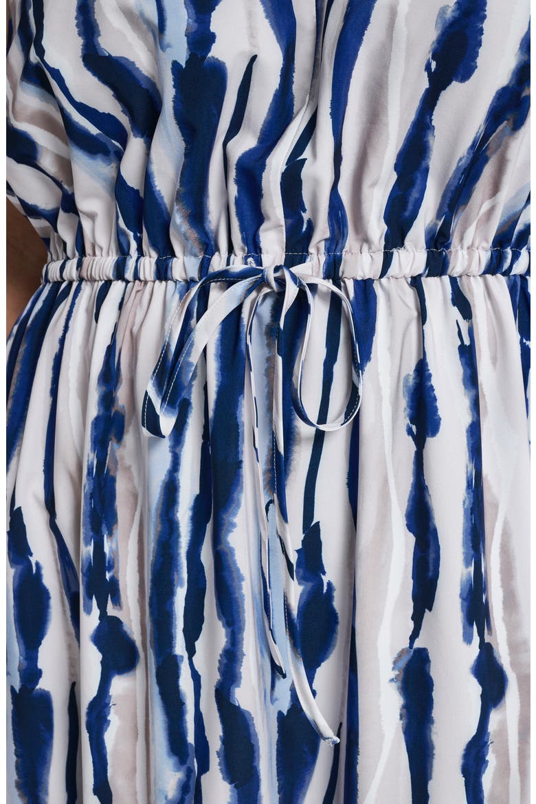 Sleeveless Drawstring Waist Maxi Dress, Alternate, color, INDIGO MULTI