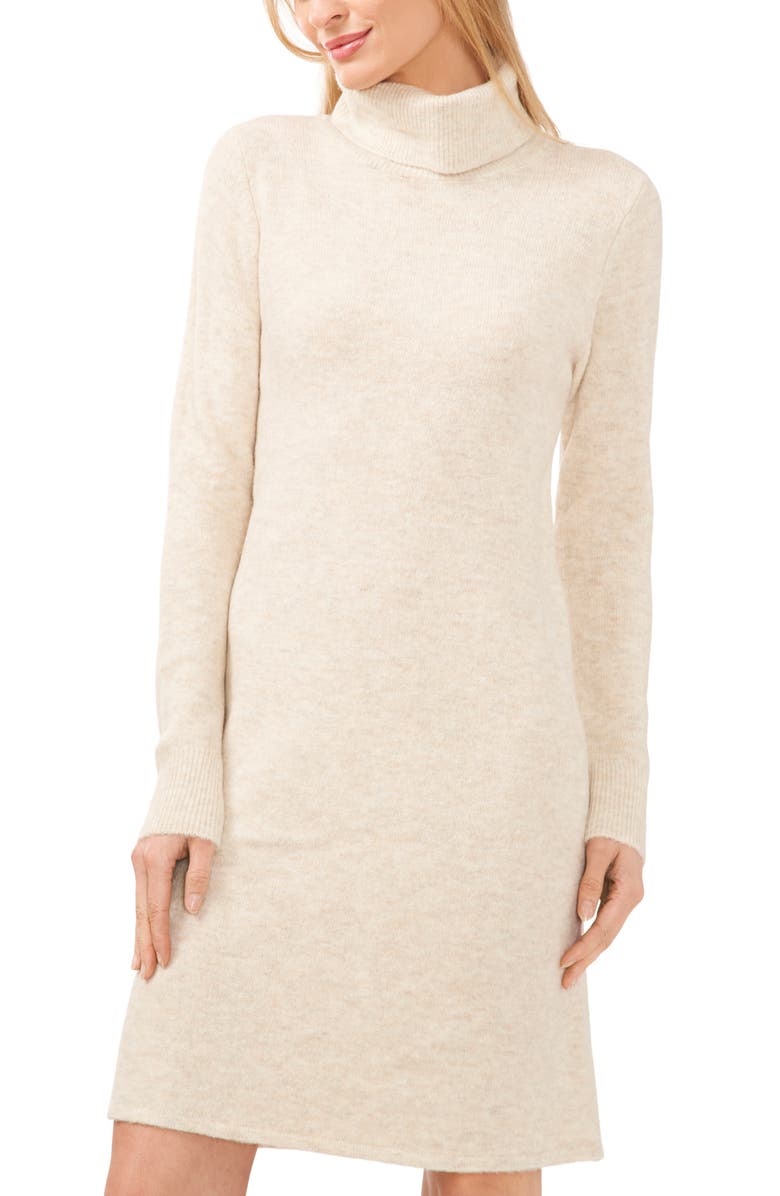 CeCe Turtleneck Long Sleeve Sweater Dress, Alternate, color, Malted White