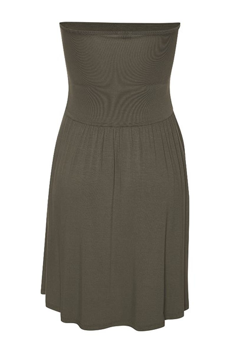LASCANA Women's Strapless Ruched Dress, Alternate, color, Olive