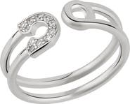 Spero London Sterling Silver Pave Jewelled Safety Pin Ring