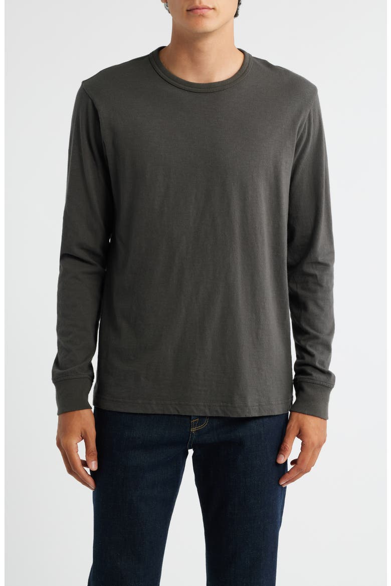 Long Sleeve Slub Cotton Crewneck T-Shirt, Main, color, BLACK RAVEN